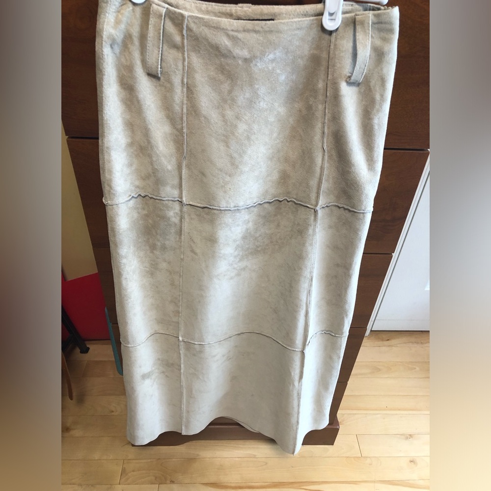 Genuine Suede Maxi Skirt exposed seems